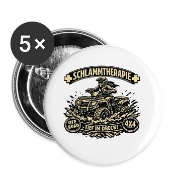 Schlammtherapie Tief im Dreck 4x4 Quad ATV - Buttons groß 56 mm (5er Pack) - Weiß - Vorne