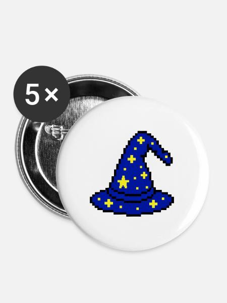 Zauberhut - Buttons groß 56 mm (5er Pack) - Weiß