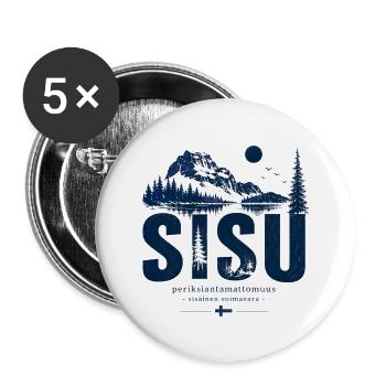 Sisu - Finland - Finnland - finnisch Skandinavien - Buttons groß 56 mm (5er Pack) - Weiß - Vorne