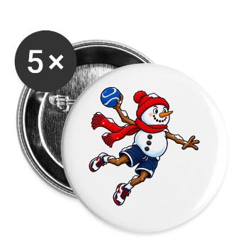 Handball-Schneemann im Sprungwurf - Buttons groß 56 mm (5er Pack) - Weiß - Vorne