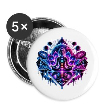 Kosmische Meditation – Zen & Spirituelle Energie - Buttons groß 56 mm (5er Pack) - Weiß - Vorne