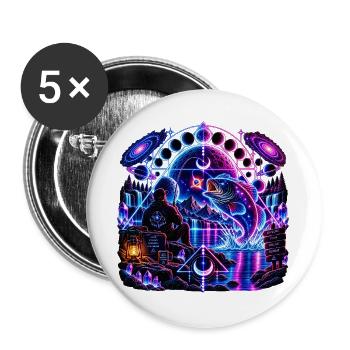 Kosmischer Anglerfisch – Tiefsee aus dem All - Buttons groß 56 mm (5er Pack) - Weiß - Vorne