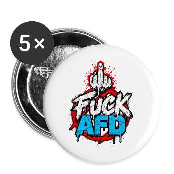 FUCK AfD – Anti-AfD Statement Design - Buttons groß 56 mm (5er Pack) - Weiß - Vorne