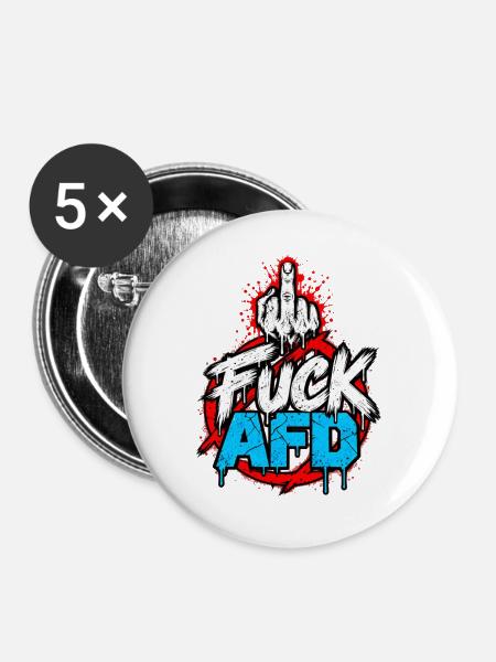 FUCK AfD – Anti-AfD Statement Design - Buttons groß 56 mm (5er Pack) - Weiß