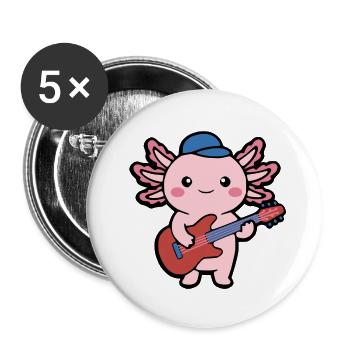 Cute Axolotl DJ Electronic Music Festival Aquatic - Buttons groß 56 mm (5er Pack) - Weiß - Vorne