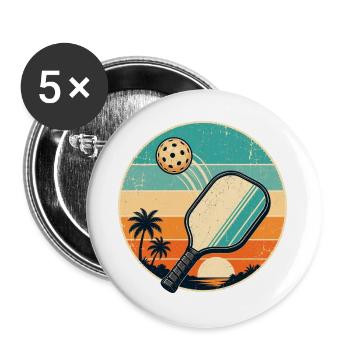 Retro Strand Paddel Sticker - Buttons groß 56 mm (5er Pack) - Weiß - Vorne