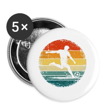 Fußball - Sonnenuntergang - Fußballspieler - Buttons groß 56 mm (5er Pack) - Weiß - Vorne