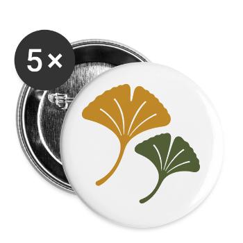Ginkgo Duo – Minimalistische Blätter - Buttons groß 56 mm (5er Pack) - Weiß - Vorne