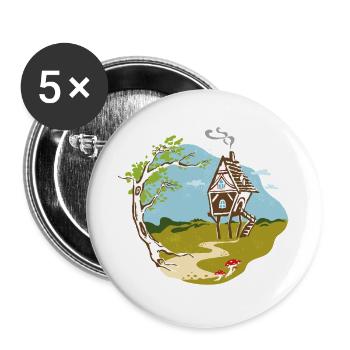 Knusperhäuschen - Buttons groß 56 mm (5er Pack) - Weiß - Vorne