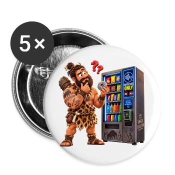 Nur kontaktloser Höhlenmensch - Buttons groß 56 mm (5er Pack) - Weiß - Vorne