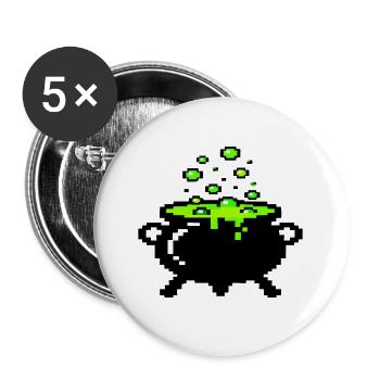 Hexenkessel - Buttons groß 56 mm (5er Pack) - Weiß - Vorne