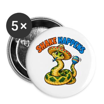 Schütteln passiert, Klapperschlange - Buttons groß 56 mm (5er Pack) - Weiß - Vorne