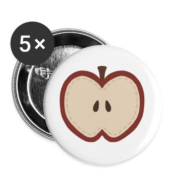 Patchwork-Apfelscheibe - Buttons groß 56 mm (5er Pack) - Weiß - Vorne