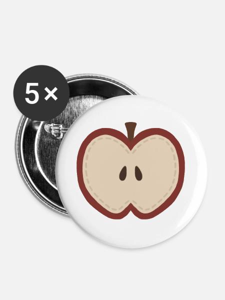 Patchwork-Apfelscheibe - Buttons groß 56 mm (5er Pack) - Weiß