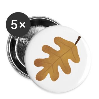 Herbst-Eichenblatt-Silhouette - Buttons groß 56 mm (5er Pack) - Weiß - Vorne