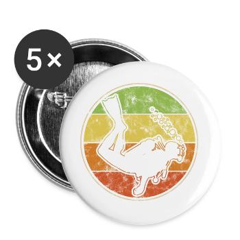 Retro Taucher Design Für Schnorchler und Taucher - Buttons groß 56 mm (5er Pack) - Weiß - Vorne