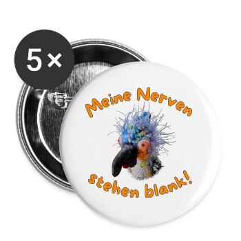 Krallo Kreisch™: Meine blank stehenden Nerven - Buttons groß 56 mm (5er Pack) - Weiß - Vorne