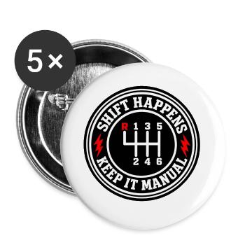 Shift Happens Manuell - Buttons groß 56 mm (5er Pack) - Weiß - Vorne