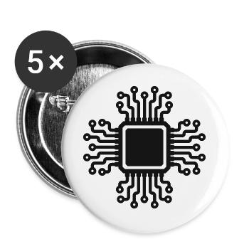 KI-Mikrochip-Schaltleitungssymbol - Buttons groß 56 mm (5er Pack) - Weiß - Vorne