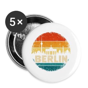 Berlin - Sonnenuntergang - Skyline - Deutschland - Buttons groß 56 mm (5er Pack) - Weiß - Vorne