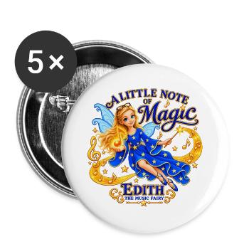 Edith – Die Musikfee - Buttons groß 56 mm (5er Pack) - Weiß - Vorne