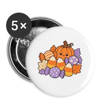 Candy Corn Stillleben – Soft Halloween - Buttons groß 56 mm (5er Pack) - Weiß - Vorne