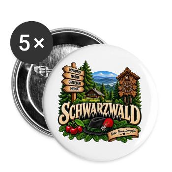 Schwarzwald – Natur, Heimat & Lebensgefühl - Buttons groß 56 mm (5er Pack) - Weiß - Vorne