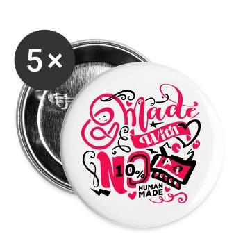 Ohne KI entwickelt - Buttons groß 56 mm (5er Pack) - Weiß - Vorne