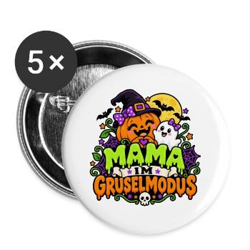 Mama im Gruselmodus – Halloween Shirt - Buttons groß 56 mm (5er Pack) - Weiß - Vorne