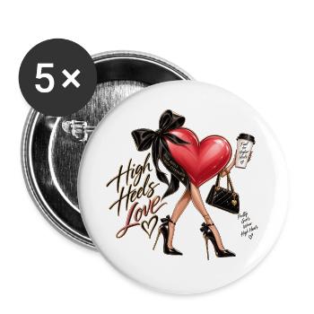 Herzen High Heels Illustration - Buttons groß 56 mm (5er Pack) - Weiß - Vorne