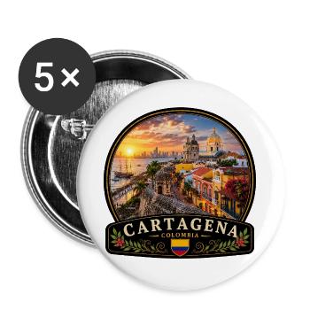 Cartagena Kolumbien Urlaub Südamerika Vintage - Buttons groß 56 mm (5er Pack) - Weiß - Vorne