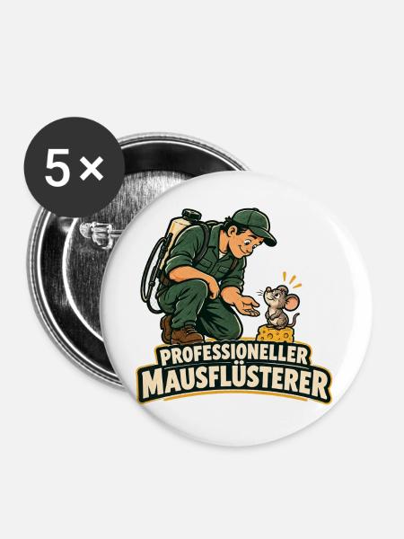 Mausflüsterer - Buttons groß 56 mm (5er Pack) - Weiß