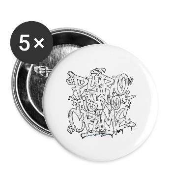 Pyro For Ever Graffiti - Buttons groß 56 mm (5er Pack) - Weiß - Vorne
