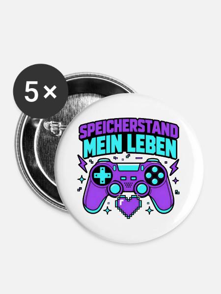 Speicherstand mein Leben Retro Gamer Controller - Buttons groß 56 mm (5er Pack) - Weiß