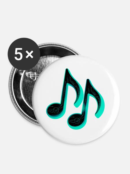 futuristische musiknoten - Buttons groß 56 mm (5er Pack) - Weiß