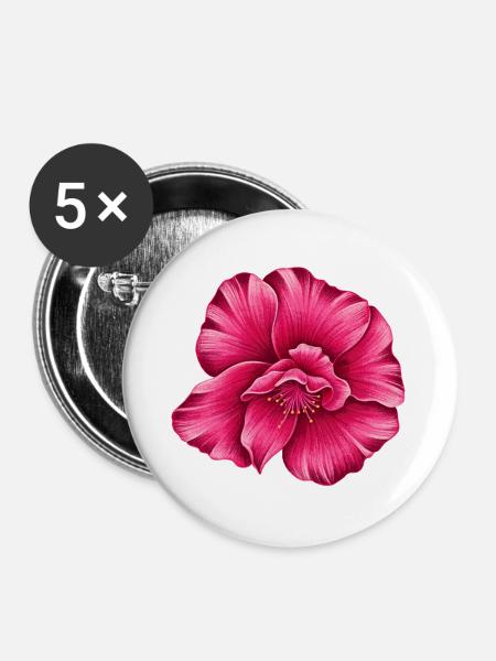 oleander blüte - Buttons groß 56 mm (5er Pack) - Weiß
