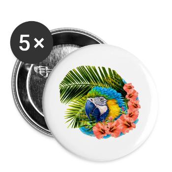 ara mit Palmblättern - Buttons groß 56 mm (5er Pack) - Weiß - Vorne