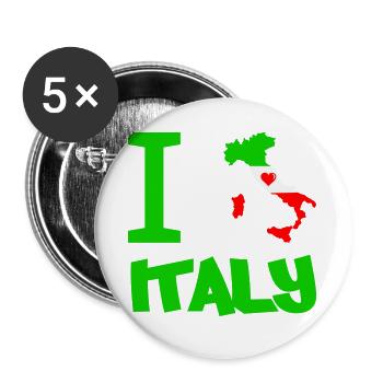 Italien Herzflagge Kunstmotiv - Buttons groß 56 mm (5er Pack) - Weiß - Vorne