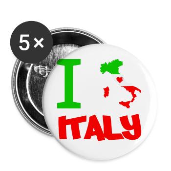 Italien Flagge Herz Motiv - Buttons groß 56 mm (5er Pack) - Weiß - Vorne