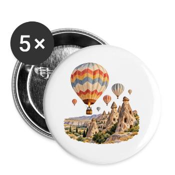 Ballonfahrt über Kappadokische Felsen - Buttons groß 56 mm (5er Pack) - Weiß - Vorne