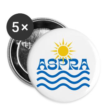 Aspra Sunrise Waves Logo - Buttons groß 56 mm (5er Pack) - Weiß - Vorne