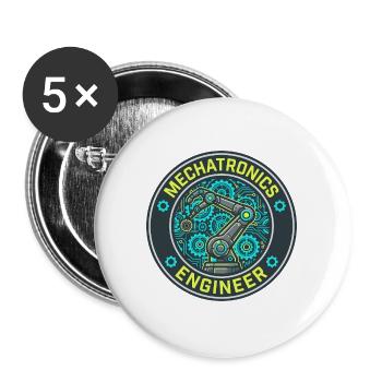 Mechatronik-Ingenieur Roboterarm-Abzeichen Geschenk - Buttons groß 56 mm (5er Pack) - Weiß - Vorne