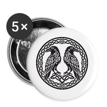 Odins Ravens keltischer Knotenkreis - Buttons groß 56 mm (5er Pack) - Weiß - Vorne