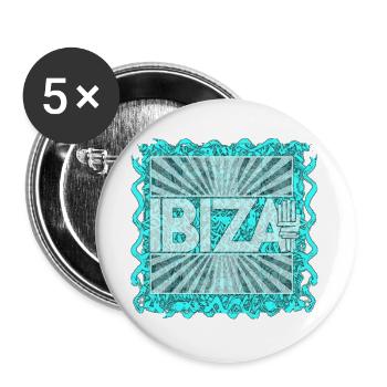 ibiza Blaze Schrift im Sonnenburst - Buttons groß 56 mm (5er Pack) - Weiß - Vorne