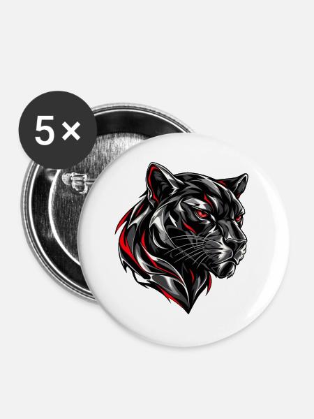 Chrome Panther - Buttons groß 56 mm (5er Pack) - Weiß