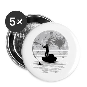 Moonlight Fishing Graphic - Buttons groß 56 mm (5er Pack) - Weiß - Vorne