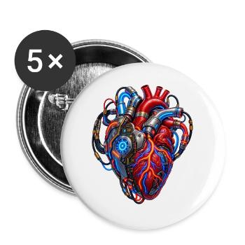 Cyberherz Neonenergie - Buttons groß 56 mm (5er Pack) - Weiß - Vorne
