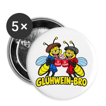 Glühwein Bro - Weihnachtsmarkt - Buttons groß 56 mm (5er Pack) - Weiß - Vorne