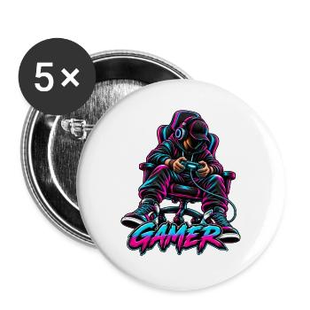 Gamer - Buttons groß 56 mm (5er Pack) - Weiß - Vorne