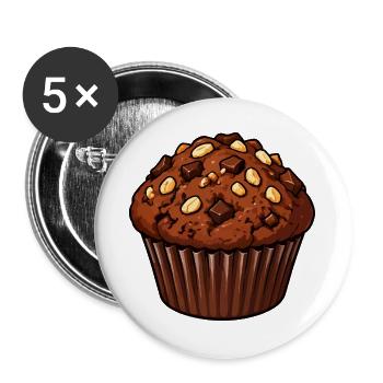 Schoko Muffin Mit Nussstückchen - Buttons groß 56 mm (5er Pack) - Weiß - Vorne